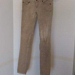 FREE PEOPLE SIZE 25 TAN LOW RISE CORDUROY PANT SKINNY JEAN